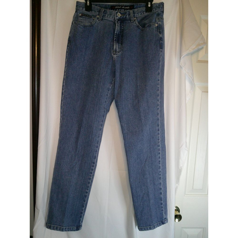 Vintage 90's DKNY Classic Straight Leg Medium Wash Denim Jeans Wear Size 12‎